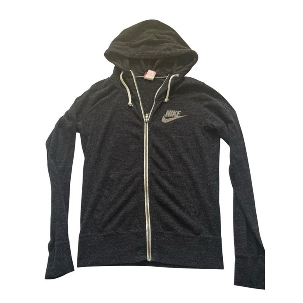 Nike‎ Womens Full Zip Hoodie Charcoal Heather Grey Lightweight Jersey Size Small - Picture 6 of 12